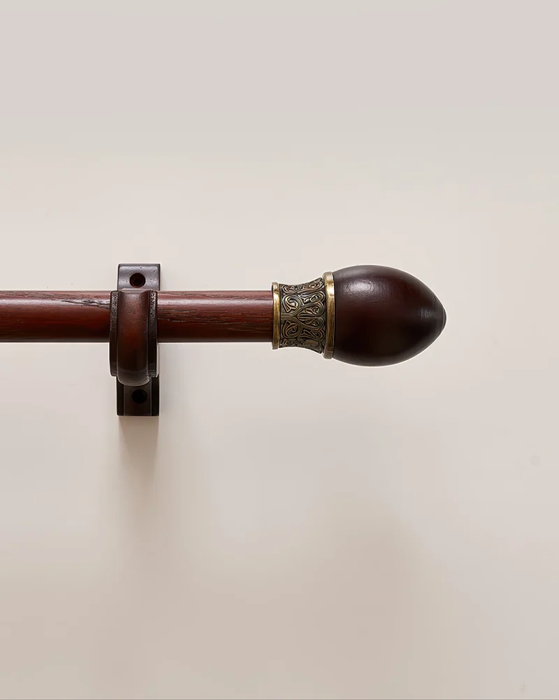 Classic Red Carved Custom Finials Curtain Rods