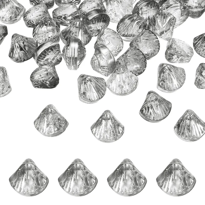120Pcs Shell Glass Beads, Electroplate Glass Shell Bead Charm, Clear Gray