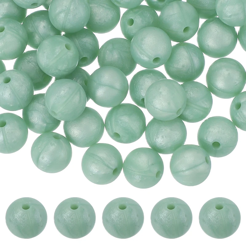 60 Pcs Silicone Beads, 9mm Bulk Beads for Keychain Making, Light Green