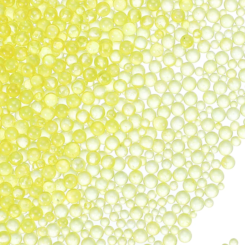 200g 1-3mm Glass Bubble Beads Iridescent No Hole Water Droplet Ball Yellow