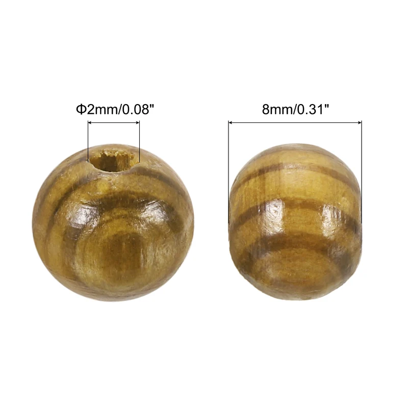 Natural Wood Beads, 200Pcs 8mm Diameter Round Loose Spacer Beads, Light Brown