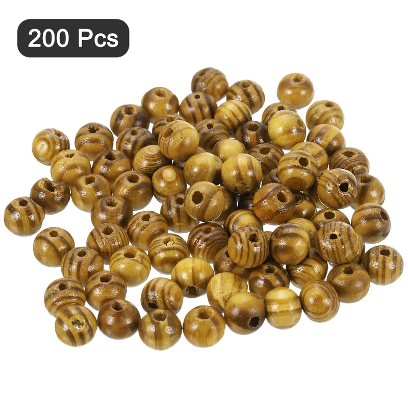 Natural Wood Beads, 200Pcs 8mm Diameter Round Loose Spacer Beads, Light Brown