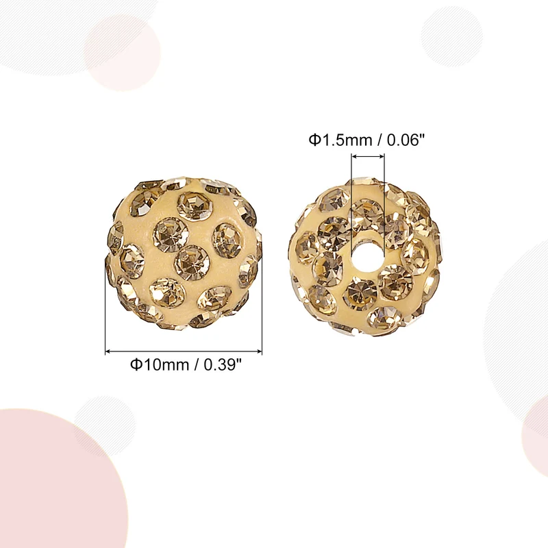100Pcs 10mm Rhinestone Clay Beads, Polymer Clay Crystal Bead (Crystal Yellow)