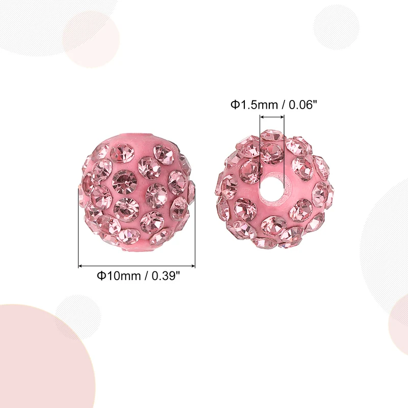100Pcs 10mm Rhinestone Clay Beads, Polymer Clay Crystal Bead (Light Pink)