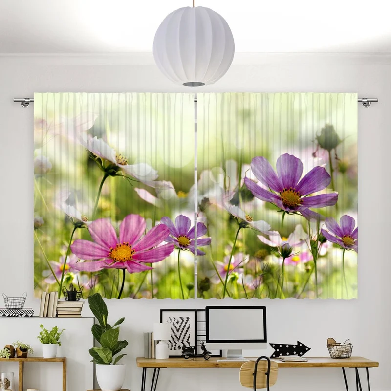 Vorhang Motiv "Blumen Bluehen auf Wiese"