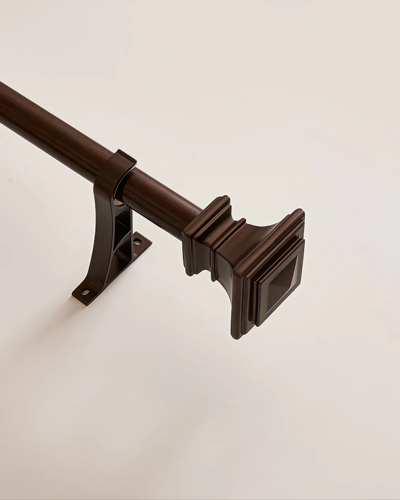 Brown Roman Square Custom Finials Curtain Rods