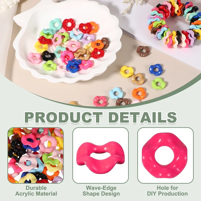 30 Pcs Wavy Spacers, Acrylic Flower Beads Wave Focal Bead, Hot Pink