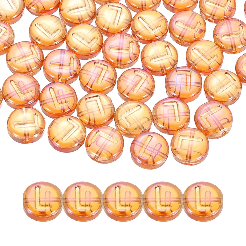 60Pcs Glass Letter Beads, 10mm l Initial Letter Spacer Beads, Red Orange
