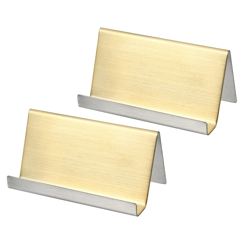 Business Card Holders, Brushed Stainless Steel Desktop Name Cards Display Stand for Office Desk