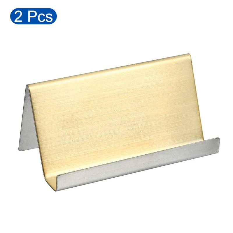 Business Card Holders, Brushed Stainless Steel Desktop Name Cards Display Stand for Office Desk