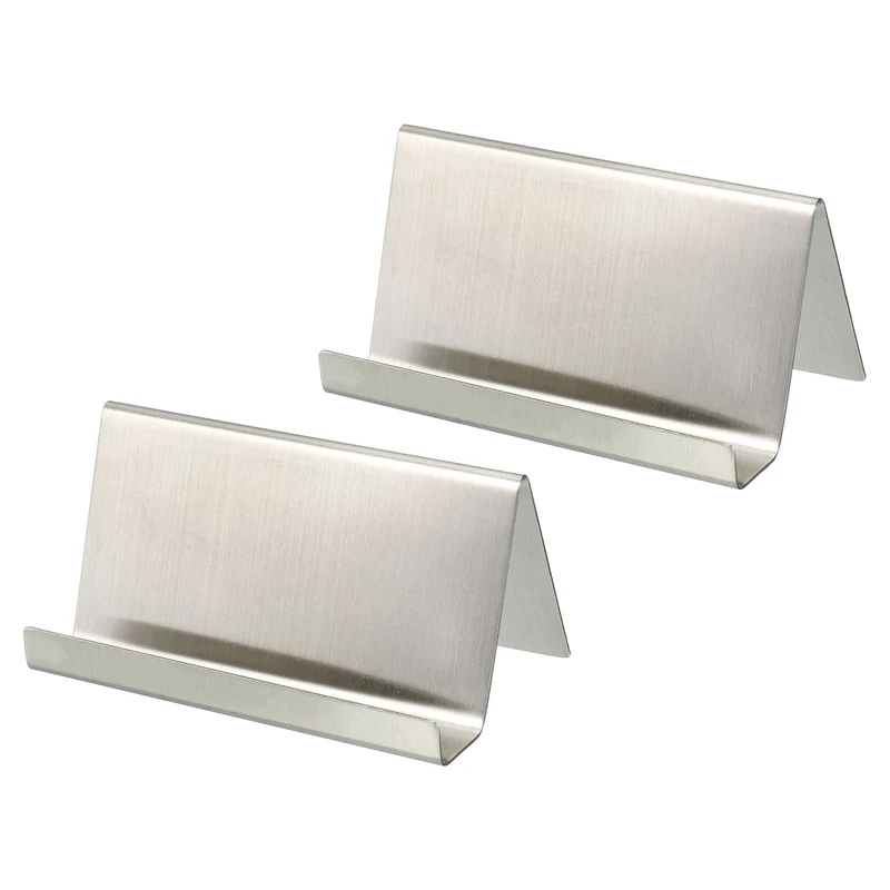 Business Card Holders, Brushed Stainless Steel Desktop Name Cards Display Stand for Office Desk