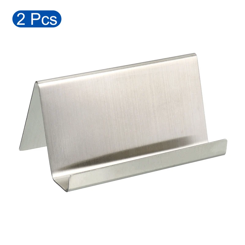 Business Card Holders, Brushed Stainless Steel Desktop Name Cards Display Stand for Office Desk