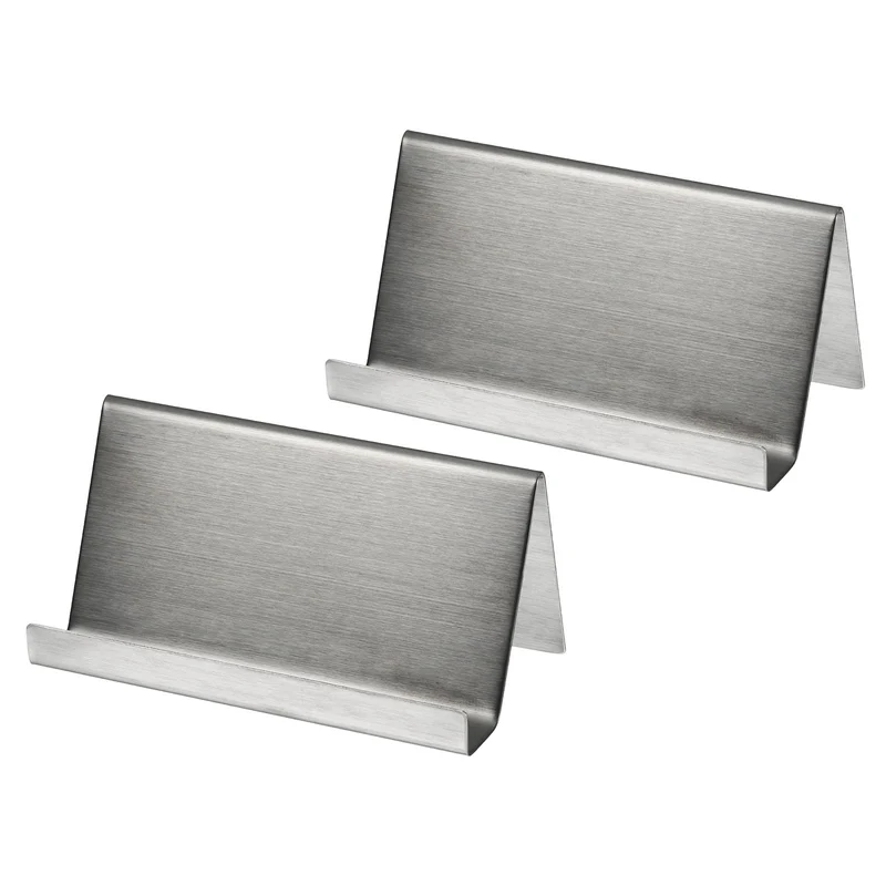 Business Card Holders, Brushed Stainless Steel Desktop Name Cards Display Stand for Office Desk
