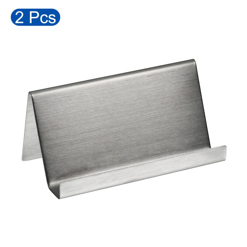 Business Card Holders, Brushed Stainless Steel Desktop Name Cards Display Stand for Office Desk