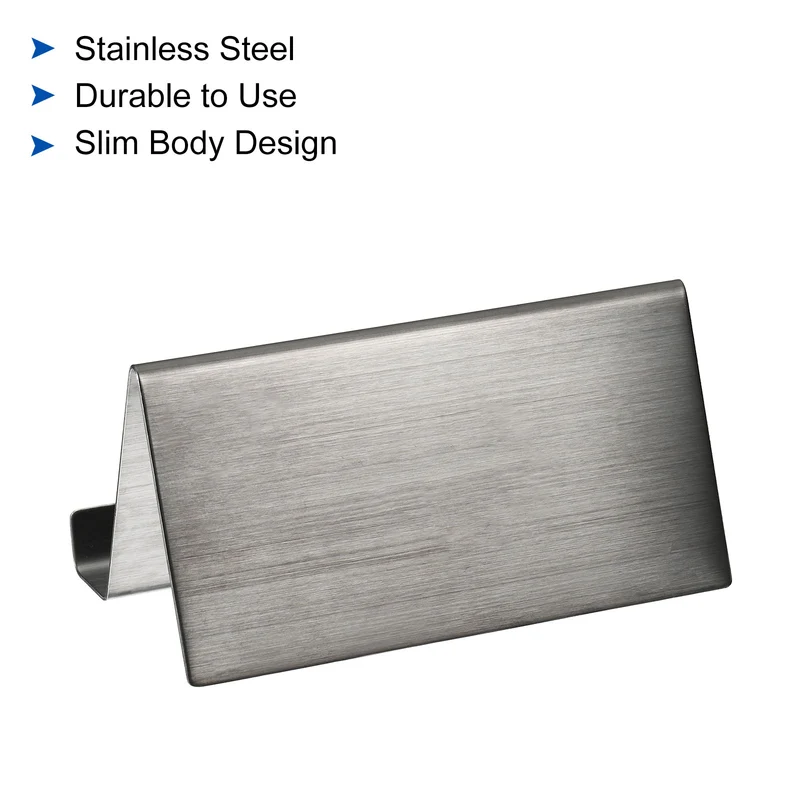 Business Card Holders, Brushed Stainless Steel Desktop Name Cards Display Stand for Office Desk