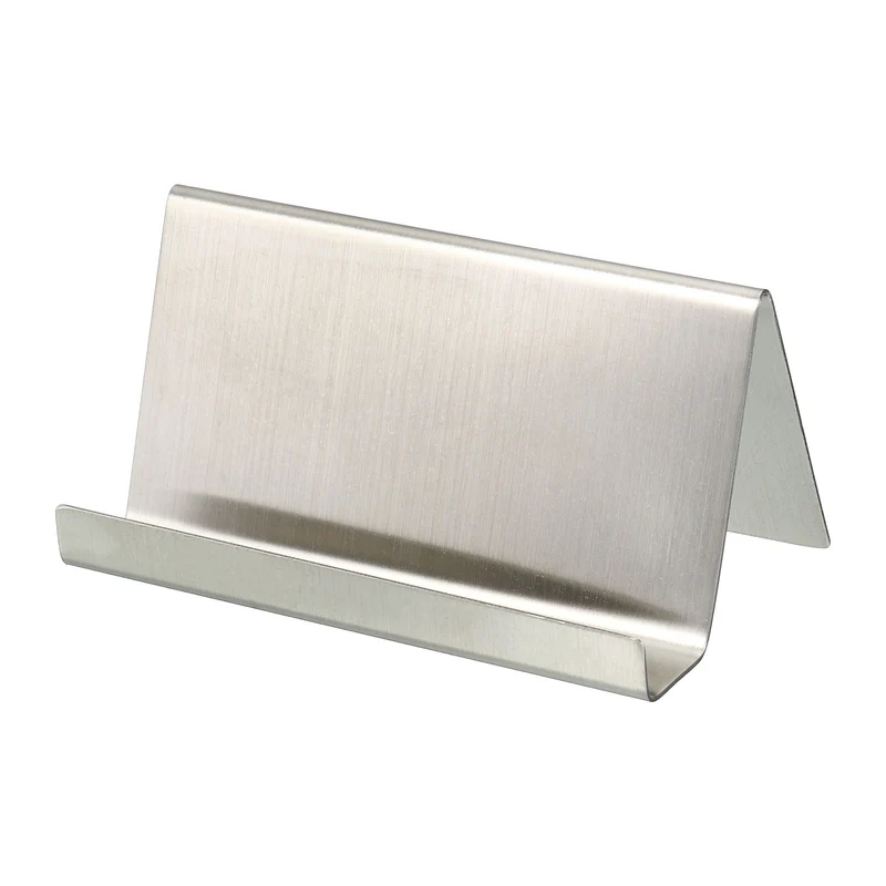 Business Card Holder, Brushed Stainless Steel Desktop Name Cards Display Stand for Office Desk