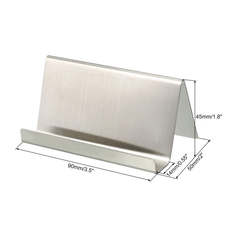 Business Card Holder, Brushed Stainless Steel Desktop Name Cards Display Stand for Office Desk
