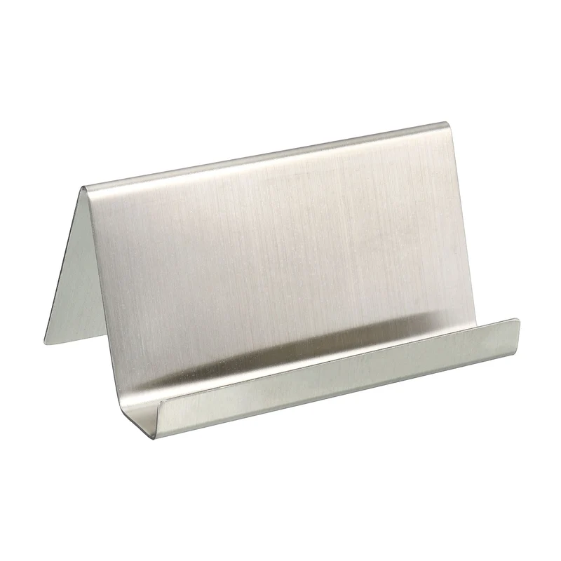 Business Card Holder, Brushed Stainless Steel Desktop Name Cards Display Stand for Office Desk