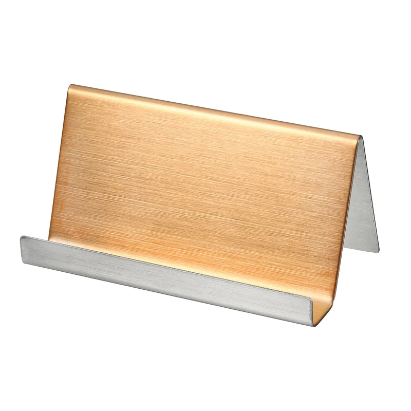Business Card Holder, Brushed Stainless Steel Desktop Name Cards Display Stand for Office Desk