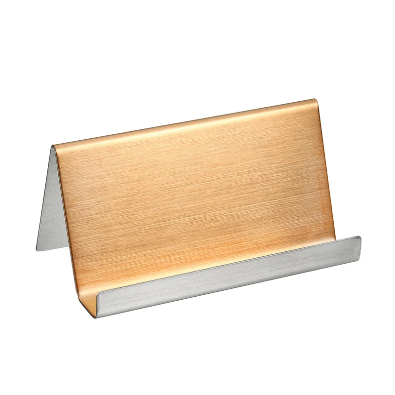 Business Card Holder, Brushed Stainless Steel Desktop Name Cards Display Stand for Office Desk