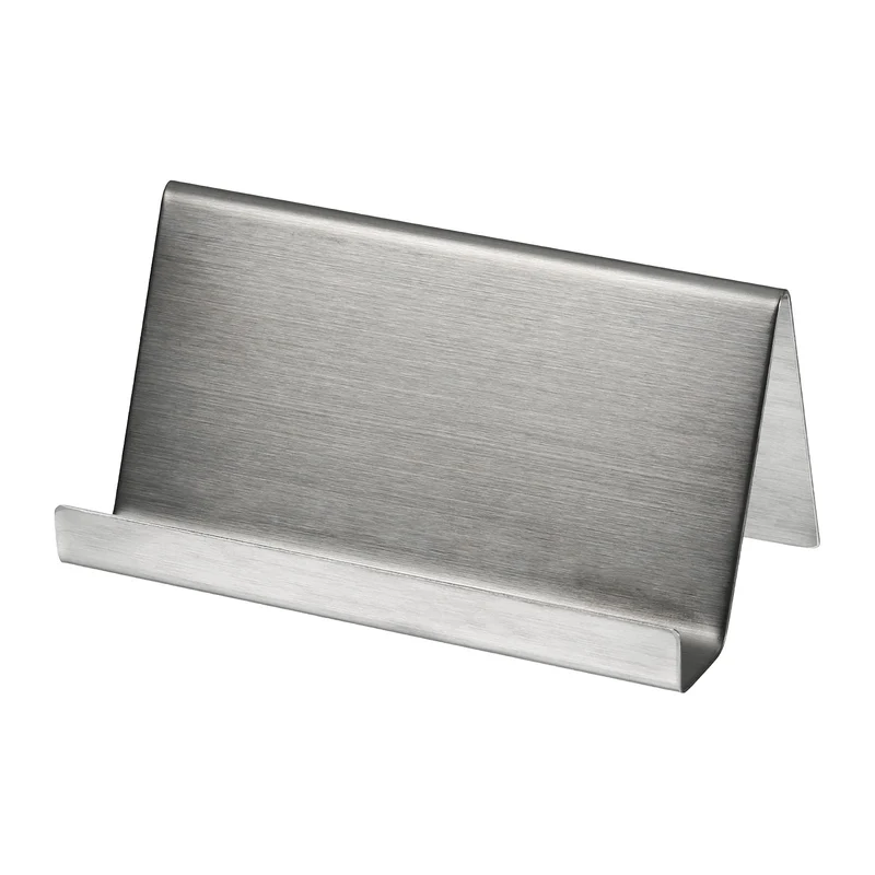 Business Card Holder, Brushed Stainless Steel Desktop Name Cards Display Stand for Office Desk