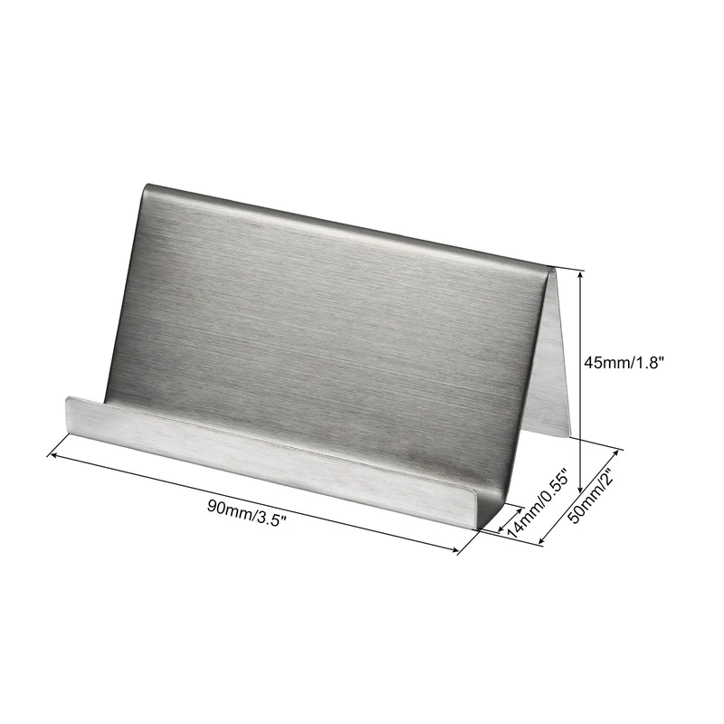 Business Card Holder, Brushed Stainless Steel Desktop Name Cards Display Stand for Office Desk