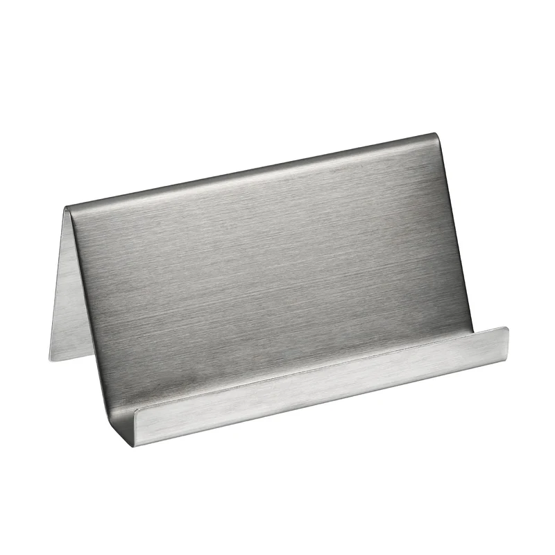 Business Card Holder, Brushed Stainless Steel Desktop Name Cards Display Stand for Office Desk
