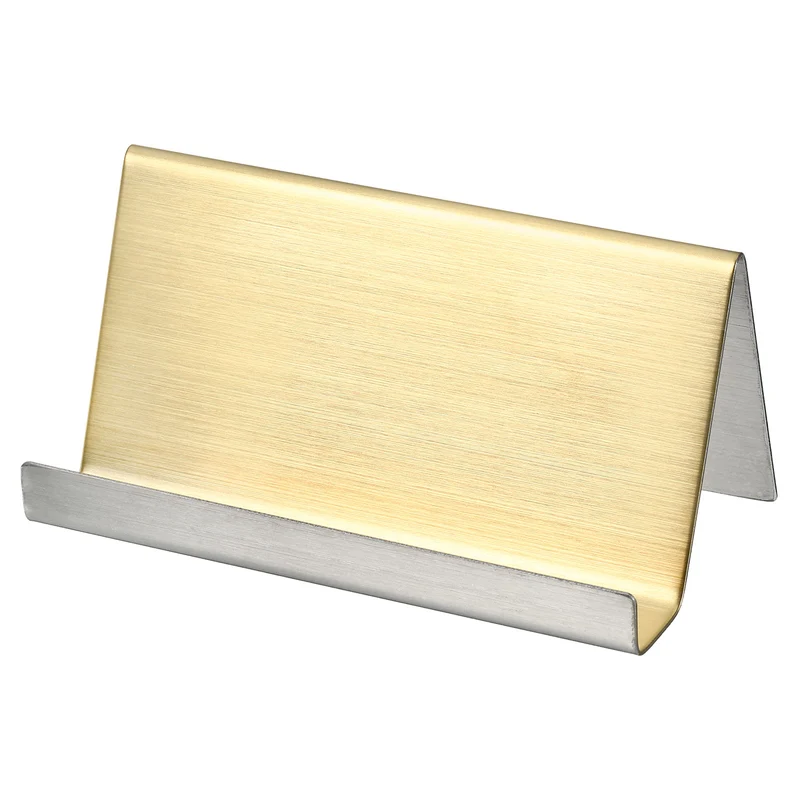 Business Card Holder, Brushed Stainless Steel Desktop Name Cards Display Stand for Office Desk