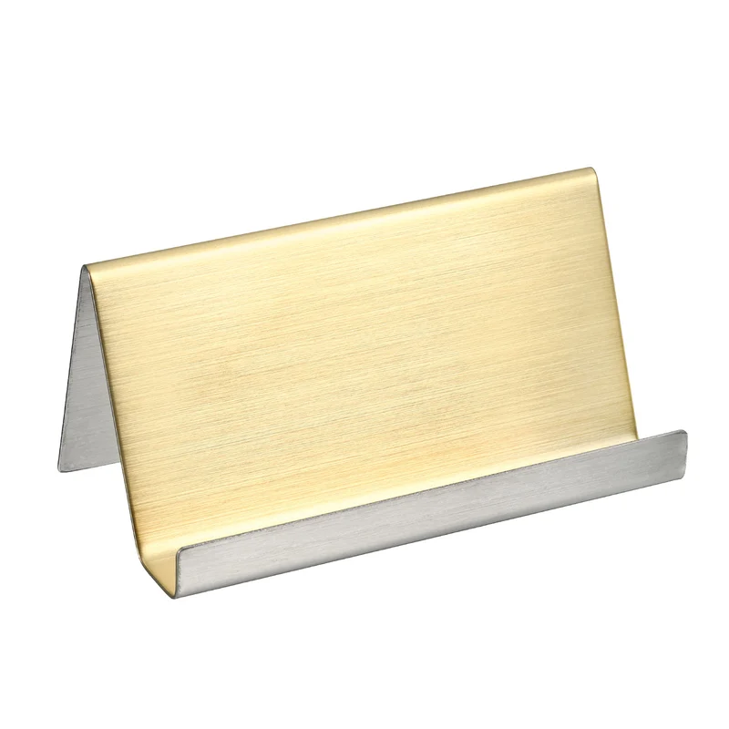 Business Card Holder, Brushed Stainless Steel Desktop Name Cards Display Stand for Office Desk