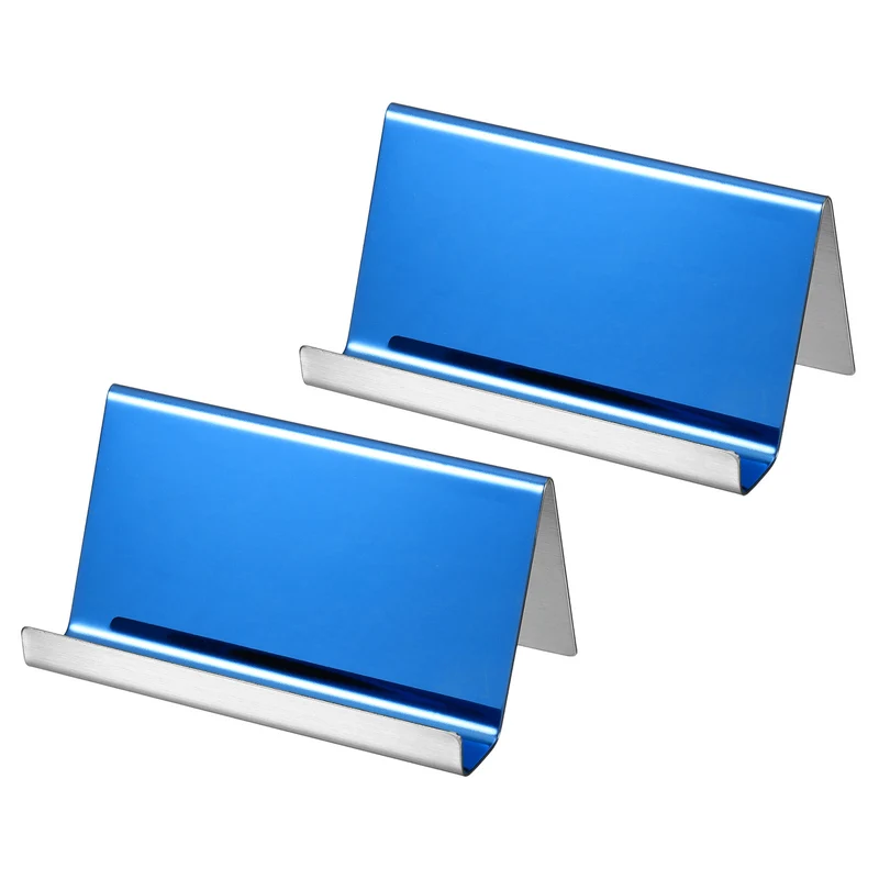 Business Card Holders, Reflective Stainless Steel Desktop Name Cards Display Stand for Office Desk