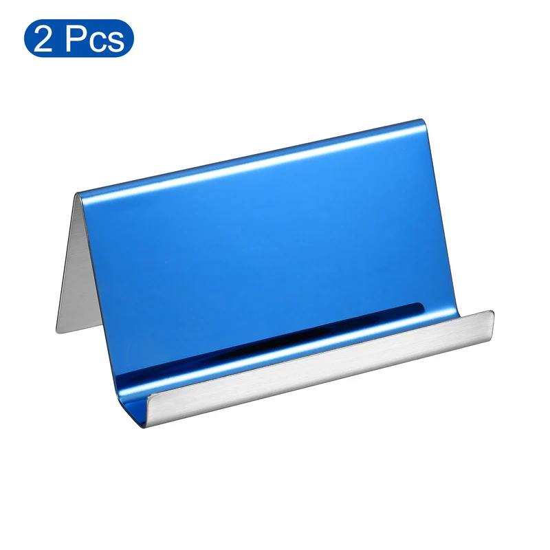 Business Card Holders, Reflective Stainless Steel Desktop Name Cards Display Stand for Office Desk
