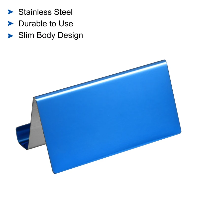 Business Card Holders, Reflective Stainless Steel Desktop Name Cards Display Stand for Office Desk