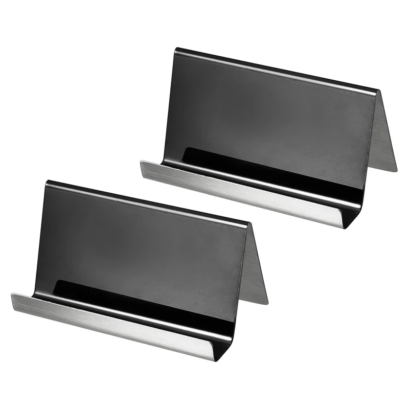 Business Card Holders, Reflective Stainless Steel Desktop Name Cards Display Stand for Office Desk