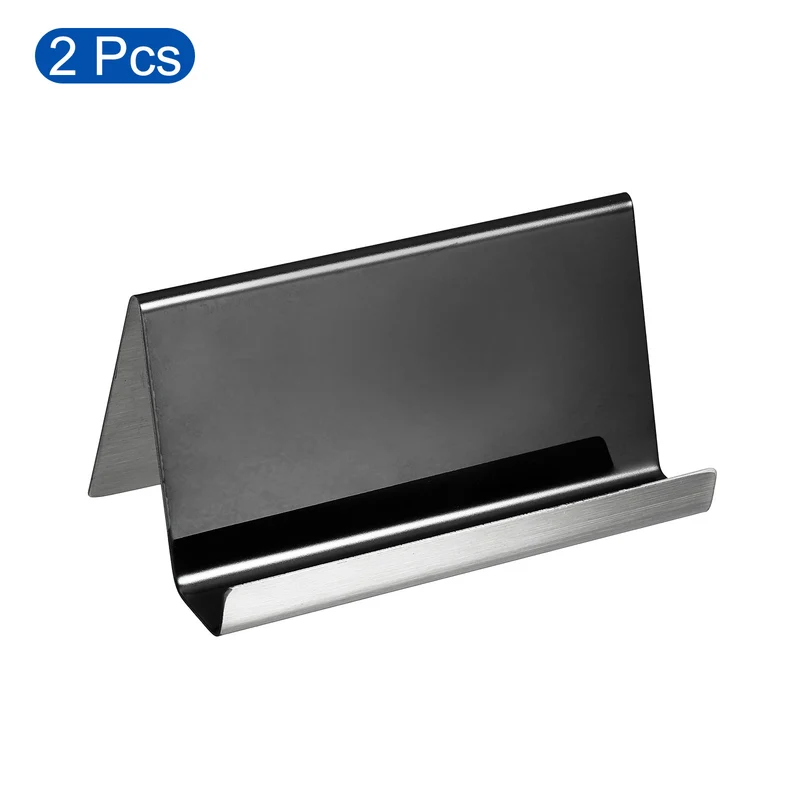 Business Card Holders, Reflective Stainless Steel Desktop Name Cards Display Stand for Office Desk
