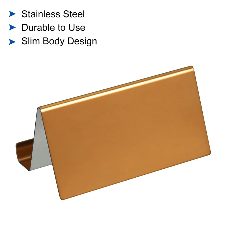 Business Card Holders, Reflective Stainless Steel Desktop Name Cards Display Stand for Office Desk