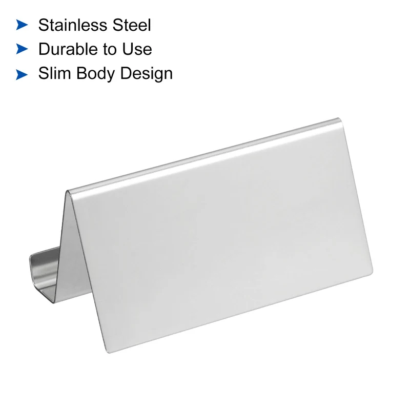 Business Card Holders, Reflective Stainless Steel Desktop Name Cards Display Stand for Office Desk