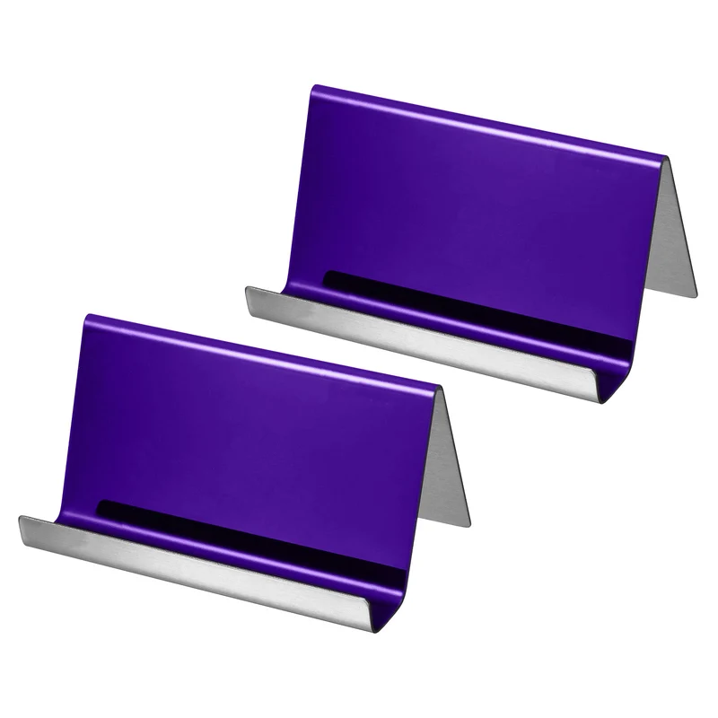 Business Card Holders, Reflective Stainless Steel Desktop Name Cards Display Stand for Office Desk