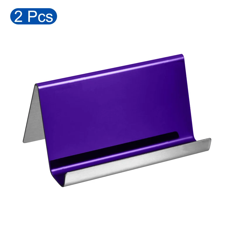 Business Card Holders, Reflective Stainless Steel Desktop Name Cards Display Stand for Office Desk