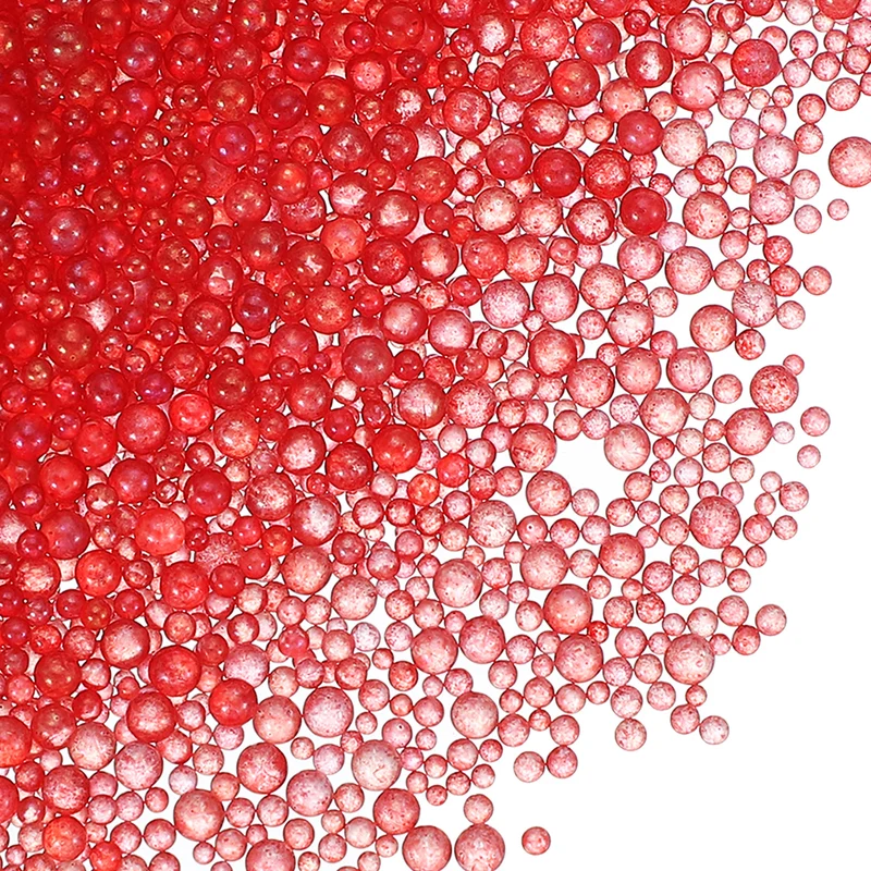 200g 1-3mm Glass Bubble Beads Iridescent No Hole Water Droplet Ball Red