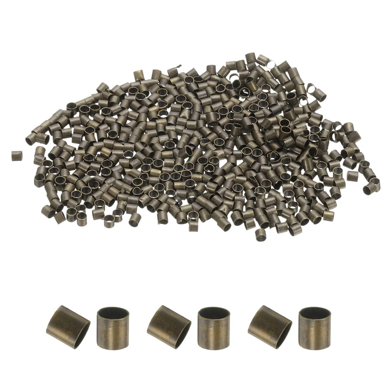 500Pcs Tube Crimp Beads 2x2mm Crimp Beads for Jewelry Making Bronze]