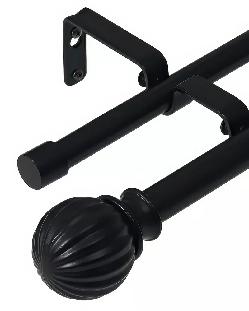 Ball Finials Adjustable Double Curtain Rod