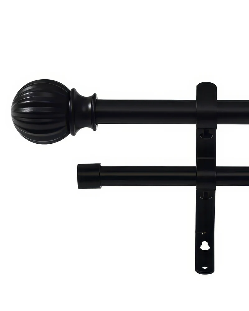 Ball Finials Adjustable Double Curtain Rod