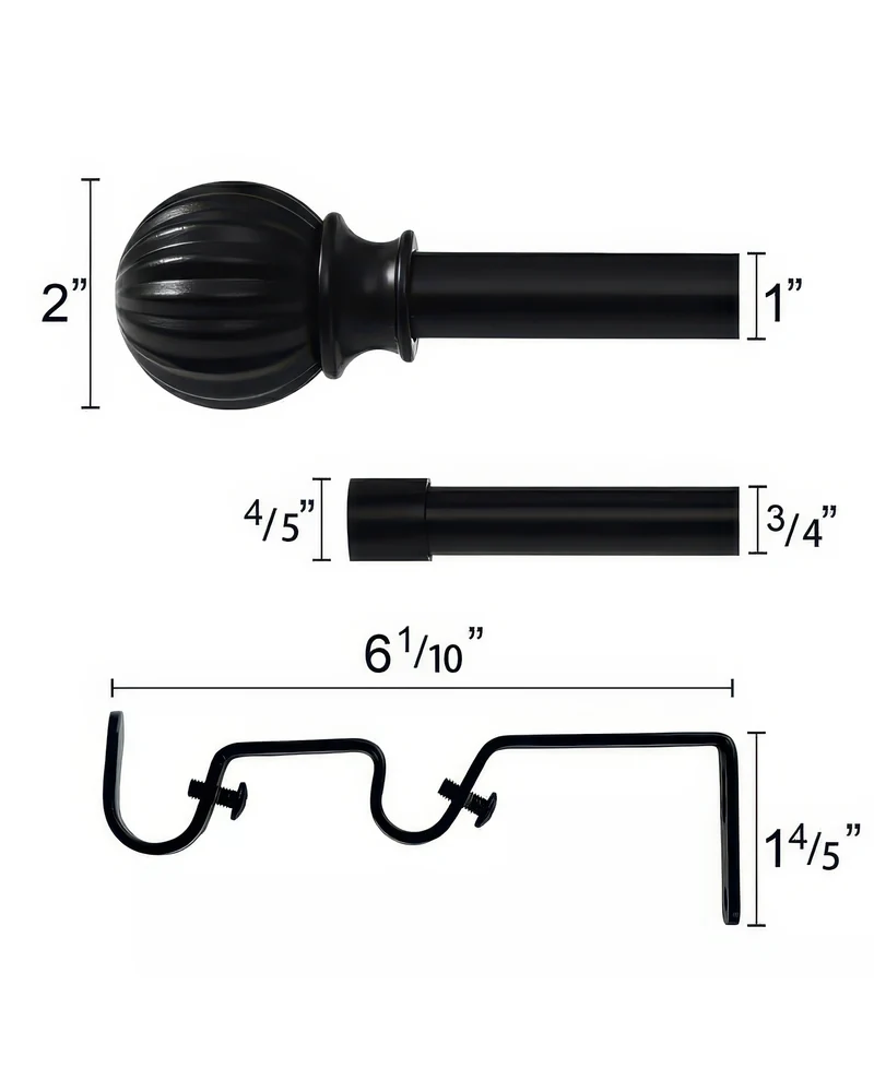 Ball Finials Adjustable Double Curtain Rod