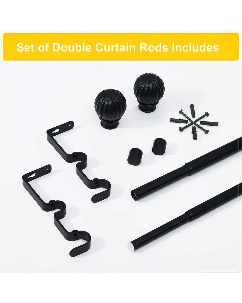 Ball Finials Adjustable Double Curtain Rod
