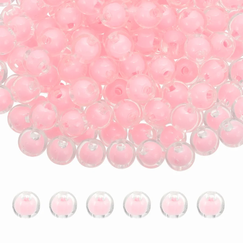 500 Pcs Acrylic Beads, 2mm Cute Beads for Bracelets, Transparent Pink