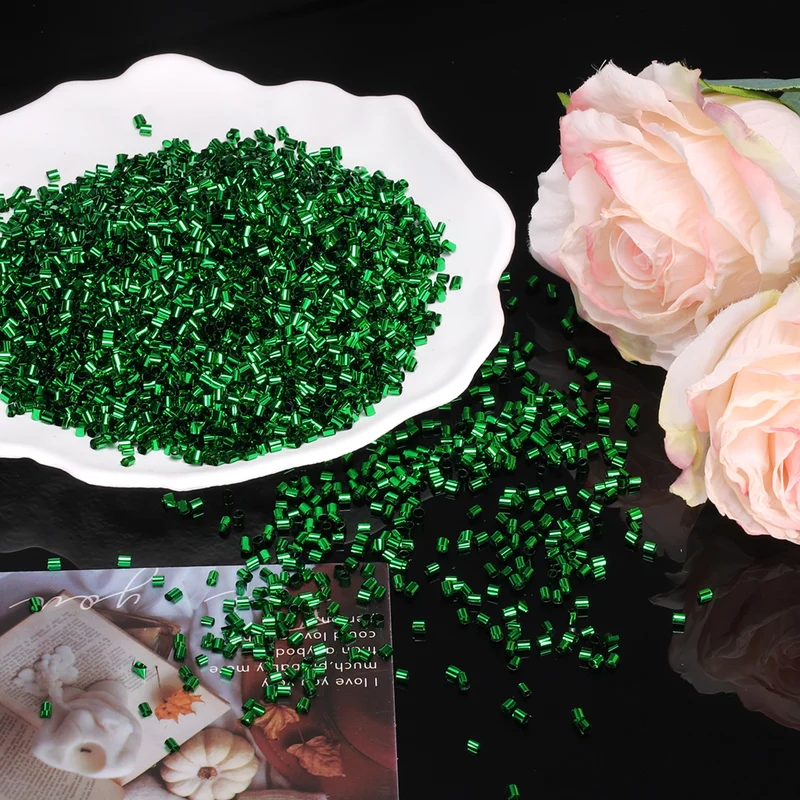 Straw Tube Beads, 70 g 3D Plastic Beads for Crystal Mud Dark Green