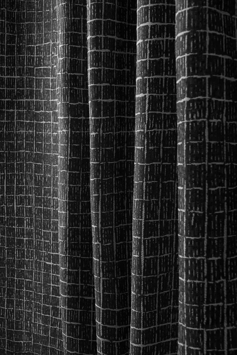 New York Grid Patterned Textured Waterproof Custom Outdoor Curtain