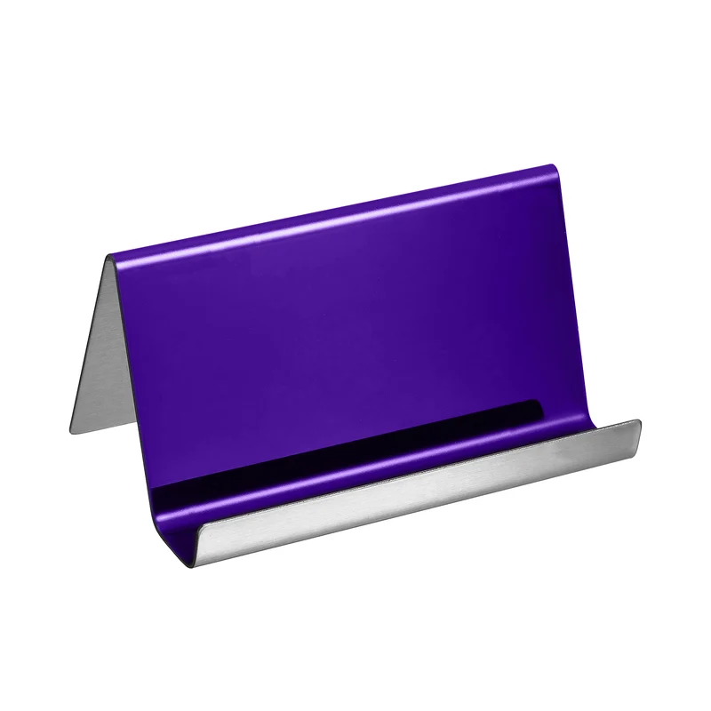 Business Card Holder, Reflective Stainless Steel Desktop Name Cards Display Stand for Office Desk