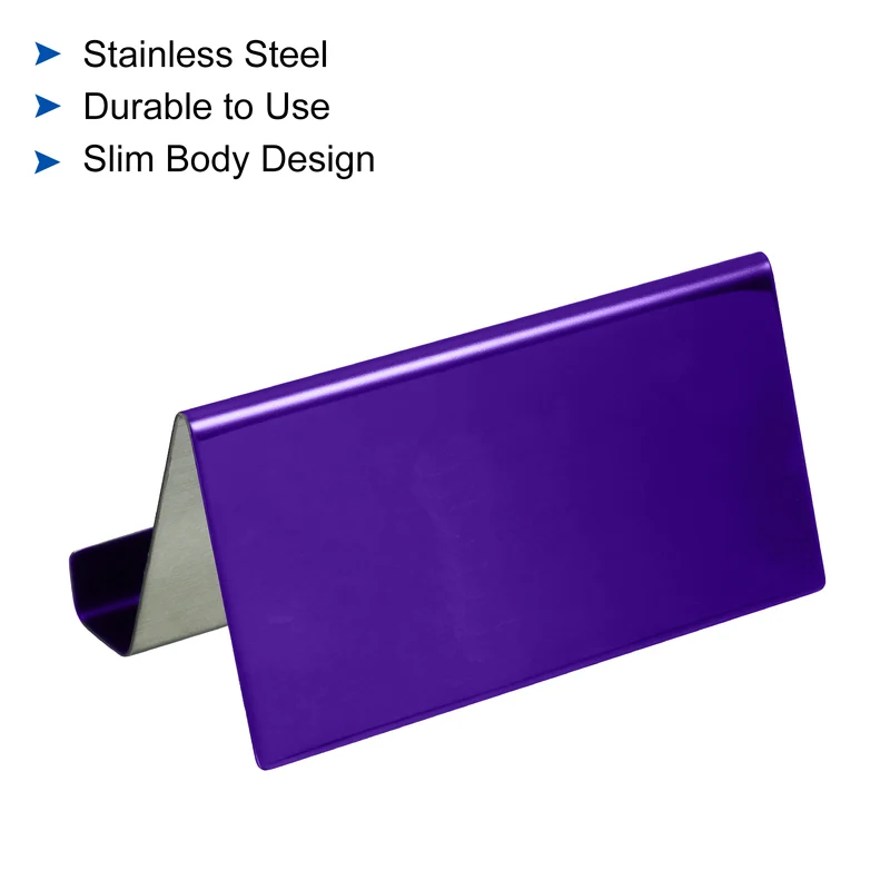 Business Card Holder, Reflective Stainless Steel Desktop Name Cards Display Stand for Office Desk