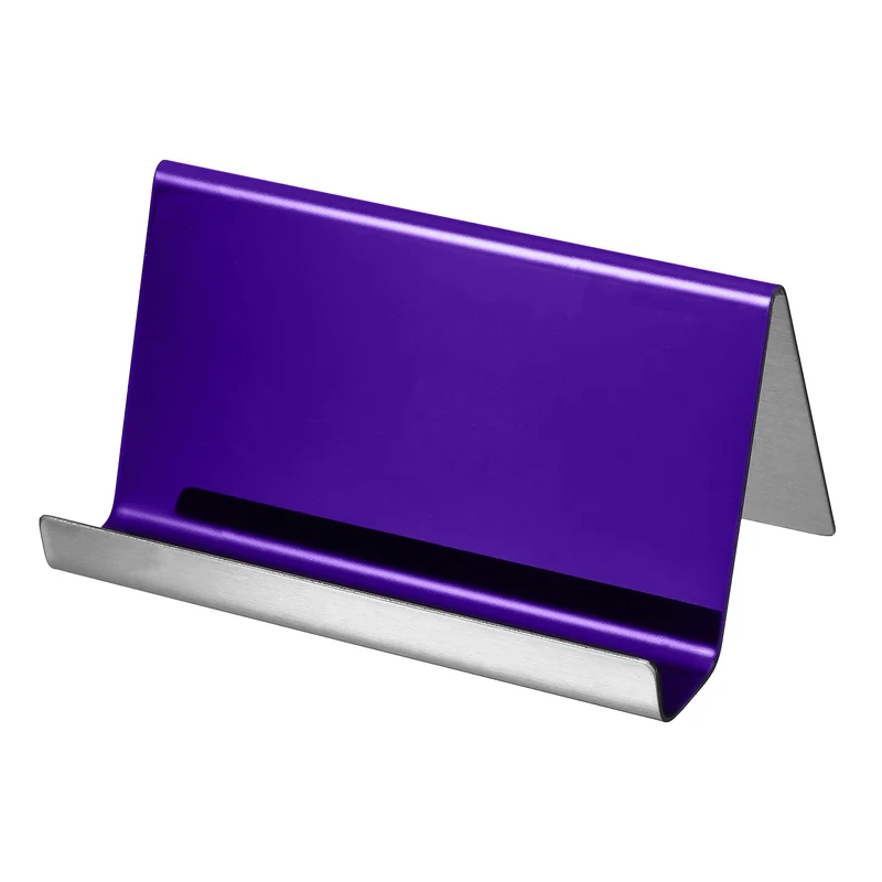 Business Card Holder, Reflective Stainless Steel Desktop Name Cards Display Stand for Office Desk